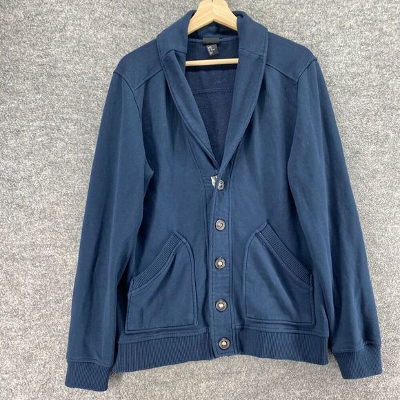 H&M Cardigan Women M Medium Blue Collared Long Sleeve Button Up Pockets Knit - Picture 5 of 10